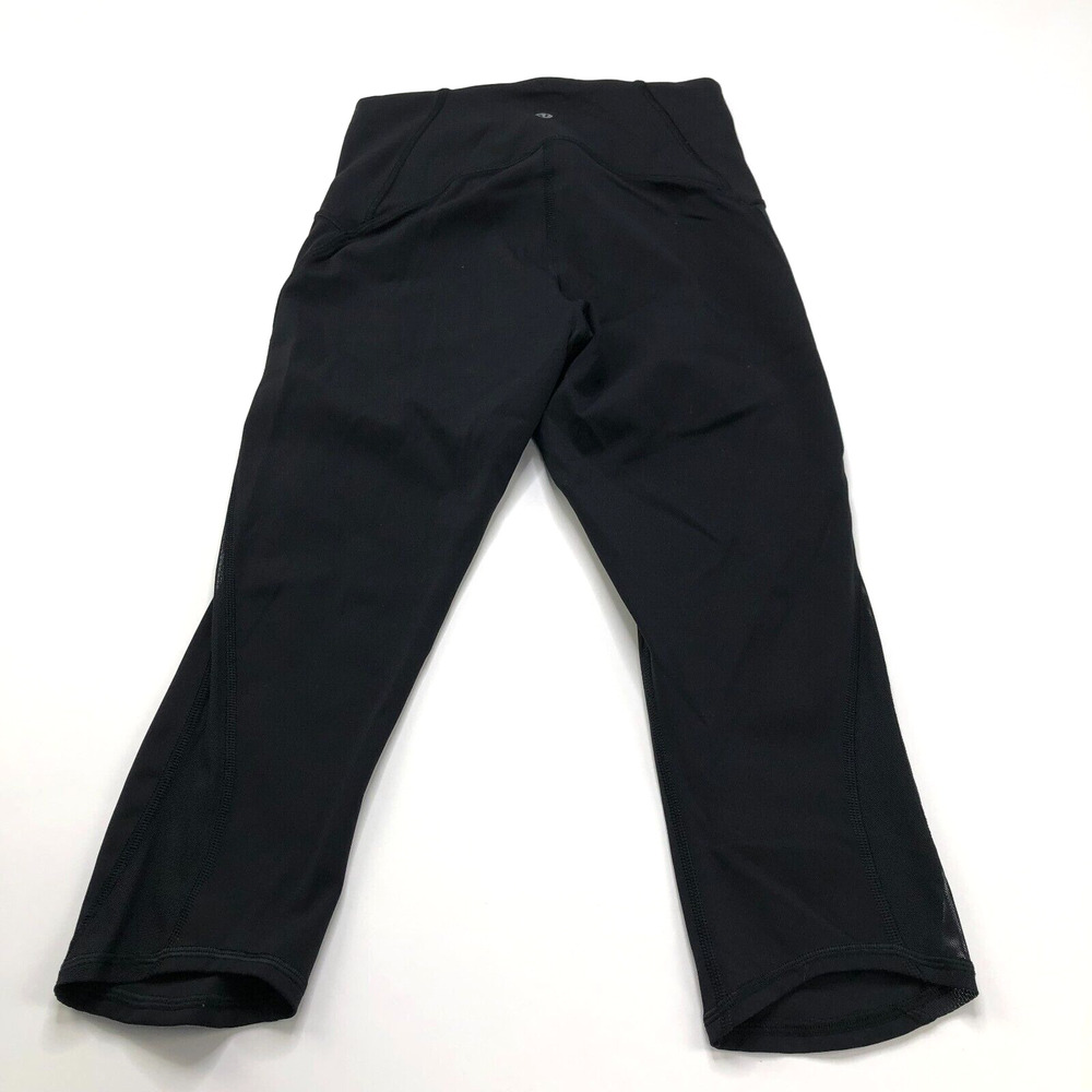 Train Times Crop Legging 4 (Fit 23W 17L) Athleisure Mesh Detail Pant Black W6ADD